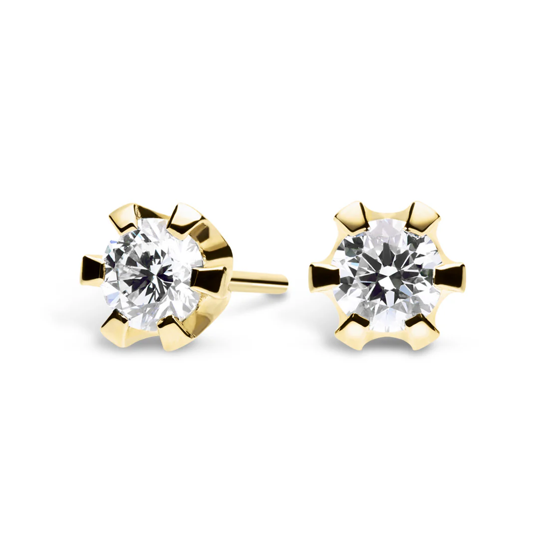 Silván Solitaire timanttikorvakorut 0,20ct, keltakultaa, Silván timanttikorut