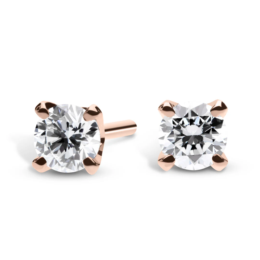 Silván Solitaire timanttikorvakorut 0,40ct, rosekultaa, Silván timanttikorut