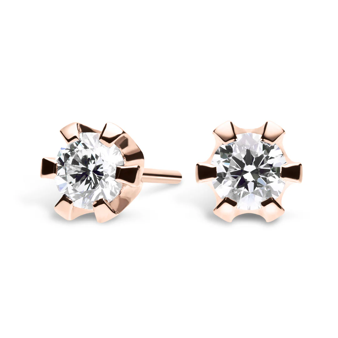 Silván Solitaire timanttikorvakorut 0,60ct, rosekultaa, Silván timanttikorut