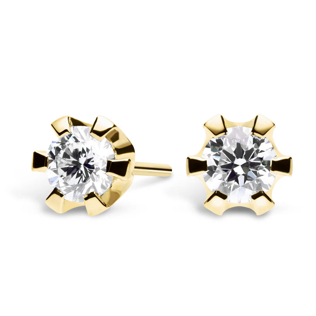 Silván Solitaire timanttikorvakorut 0,70ct, keltakultaa, Silván timanttikorut