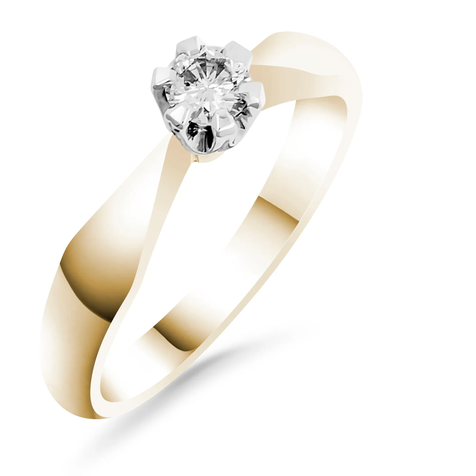 Silván Solitaire timanttisormus 0,20ct, keltakultaa, Silván vihkisormukset