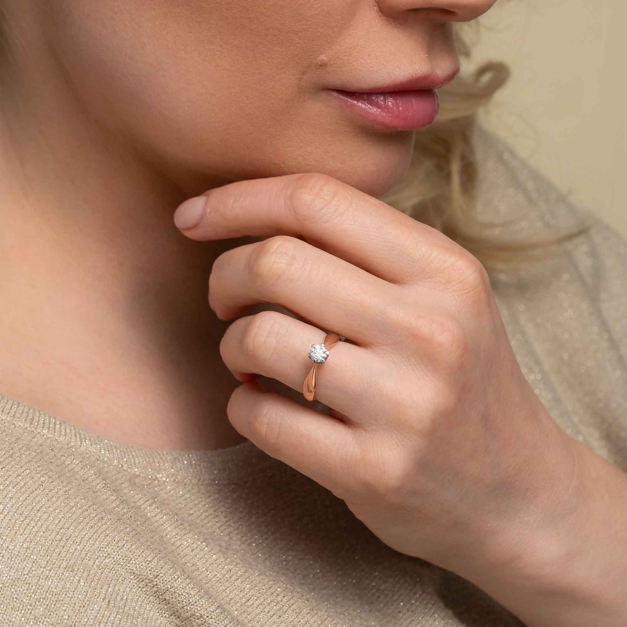 Silván Solitaire timanttisormus 0,40ct, valko- ja rosekultaa, Silván vihkisormukset - Image 2