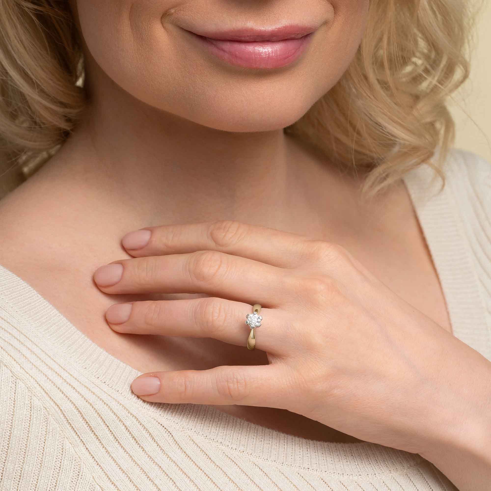 Silván Solitaire timanttisormus 0,70ct, valko- ja keltakultaa, Silván vihkisormukset - Image 2