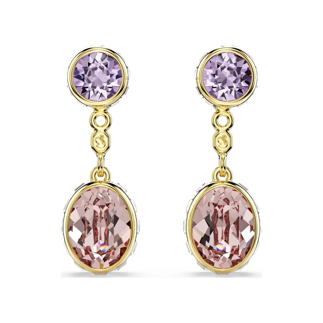 Swarovski Chroma korvakorut, keltakullattu, vaaleanpunaiset ja violetit kristallit, 5738478 - Image 4