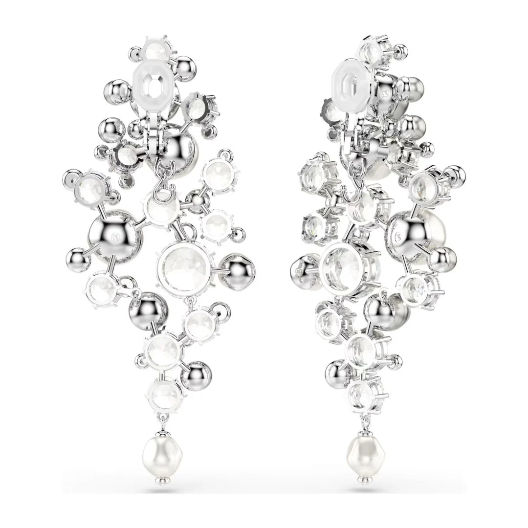 Swarovski Constella korvakorut, vaalea metalli, kirkkaat kristallit ja valkoiset helmet, 5722498 - Image 8