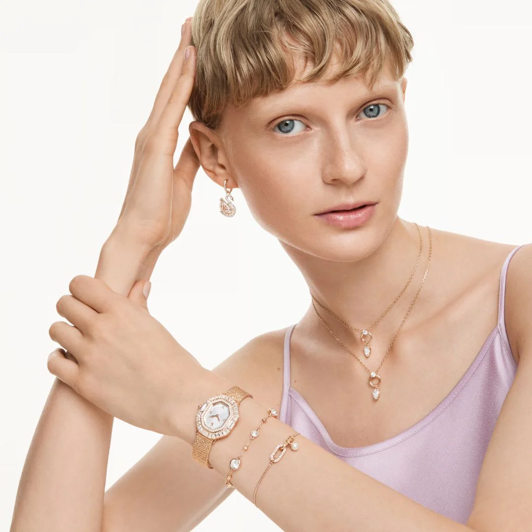 Swarovski Constella rannekoru, ruusukullanväri, kirkkaat kristallit ja valkoinen helmi, 5728588 - Image 3