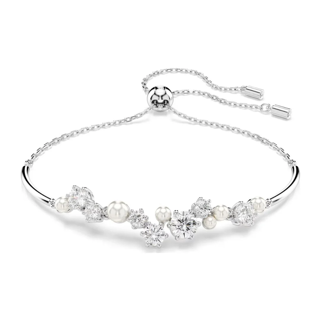 Swarovski Constella rannekoru, vaalea metalli, kirkkaat kristallit ja valkoiset helmet, 5705618