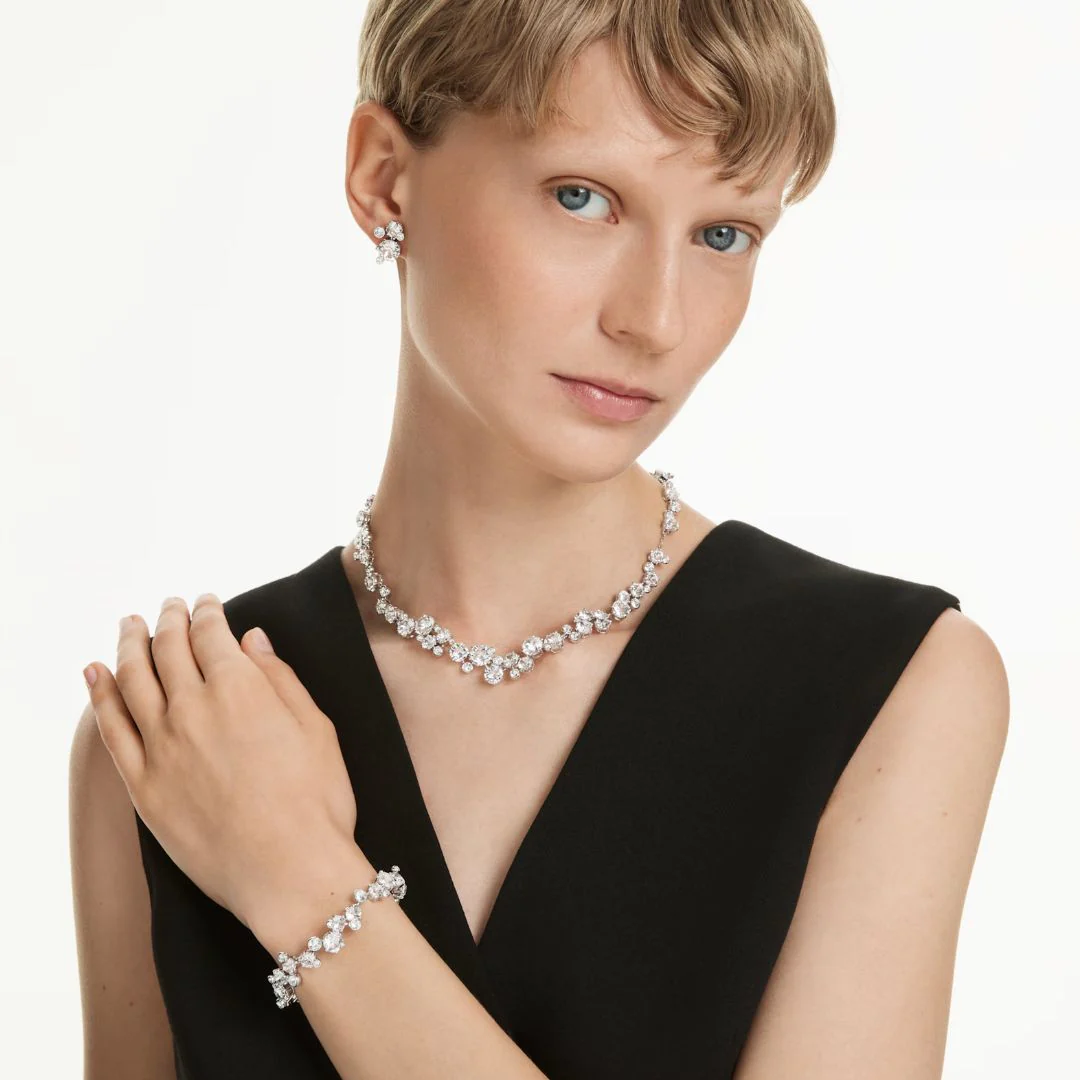 Swarovski Constella lahjasetti, kaulakoru, rannekoru ja korvakorut, vaalea metalli ja kirkkaat kristallit 5738285 - Image 2