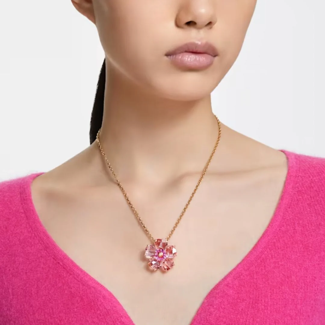 Swarovski Florere Flower kaulakoru, keltakullanväri ja pinkit kristallit, 5650569 - Image 2
