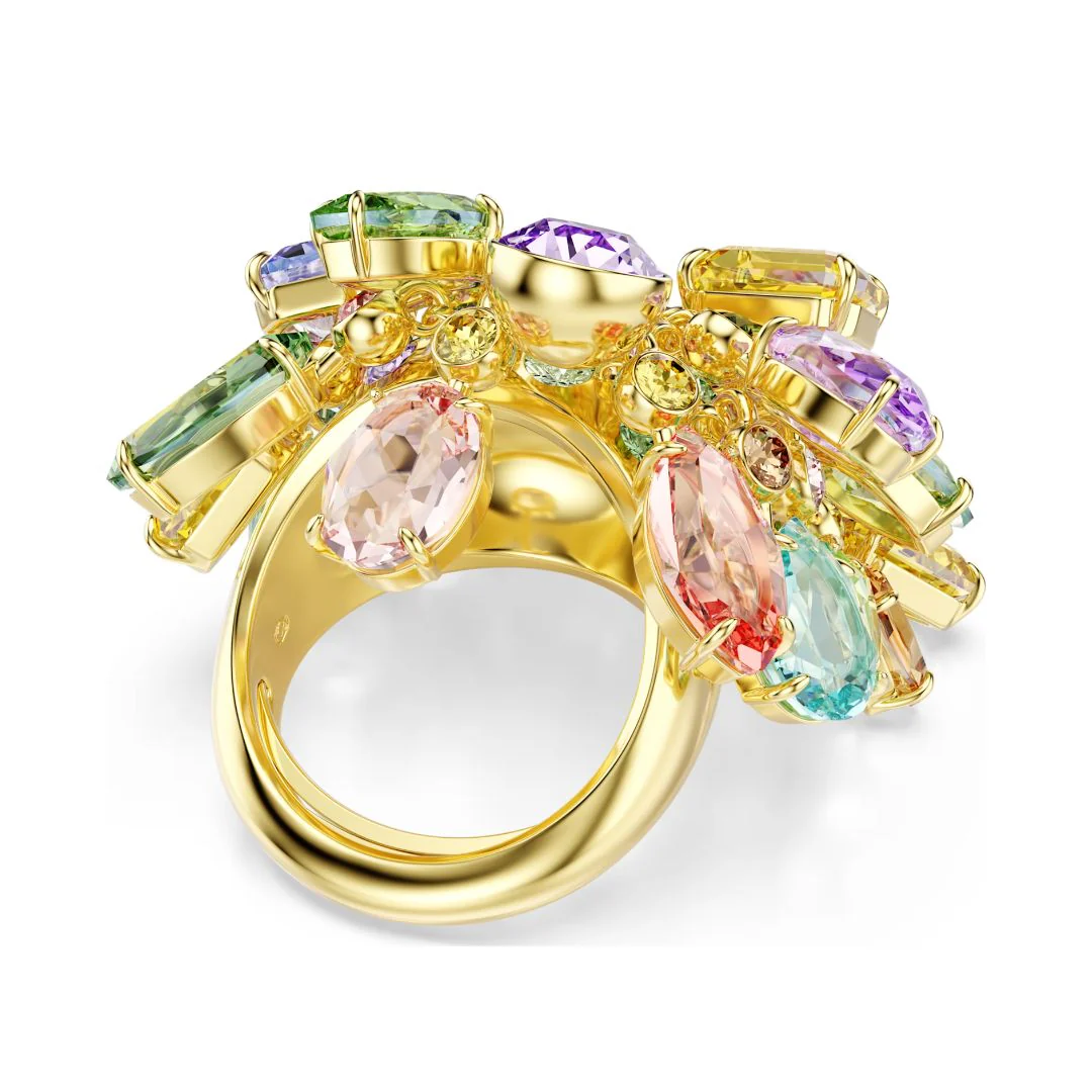 Swarovski Gema Cocktail sormus, keltakullattu ja eriväriset kristallit - Image 4