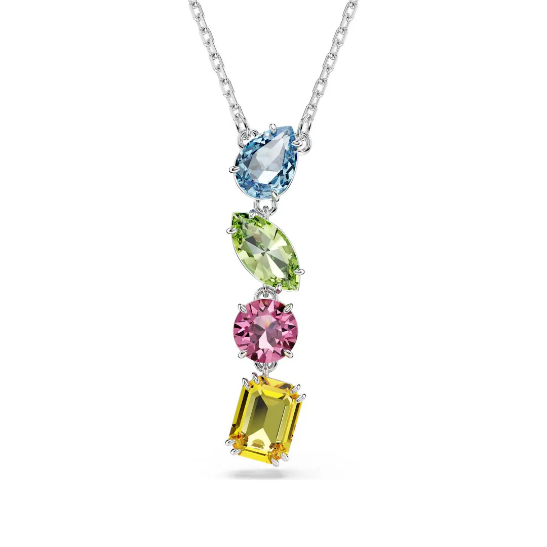 Swarovski Gema Y riipus, vaalea metalli ja eri väriset kristallit 5692421