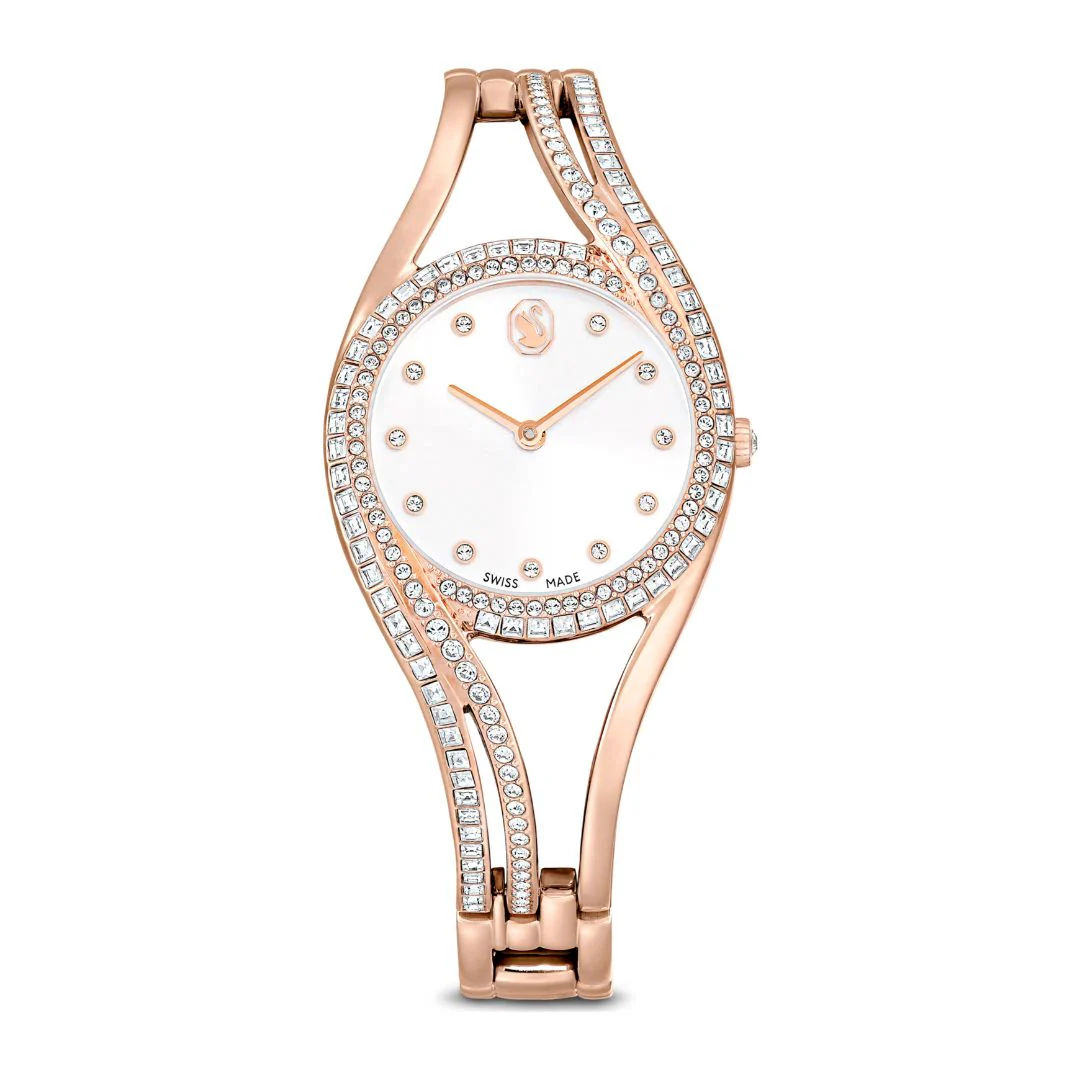 Swarovski Hyperbola bangle rannekello, ruusukullanväri ja kirkkaat kristallit, 5715465