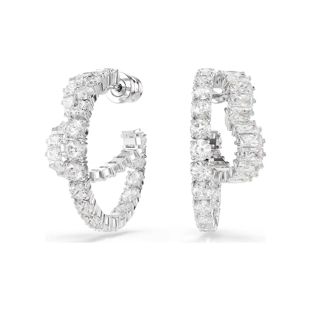 Swarovski Matrix rengaskorvakorut, vaalea metalli ja kirkkaat kristallit, 5705748