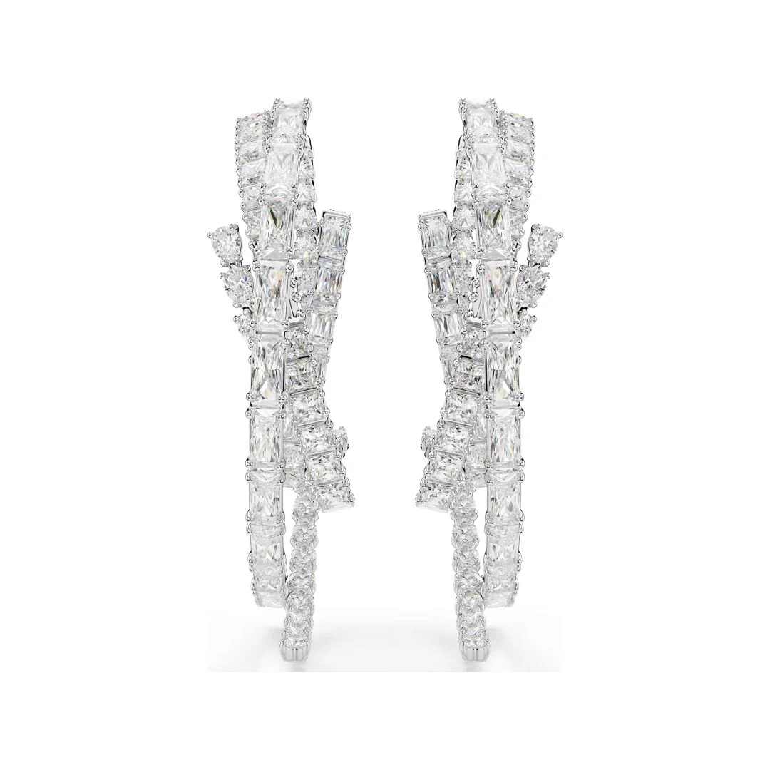 Swarovski Matrix rengaskorvakorut, vaalea metalli ja kirkkaat kristallit 5727098 - Image 3