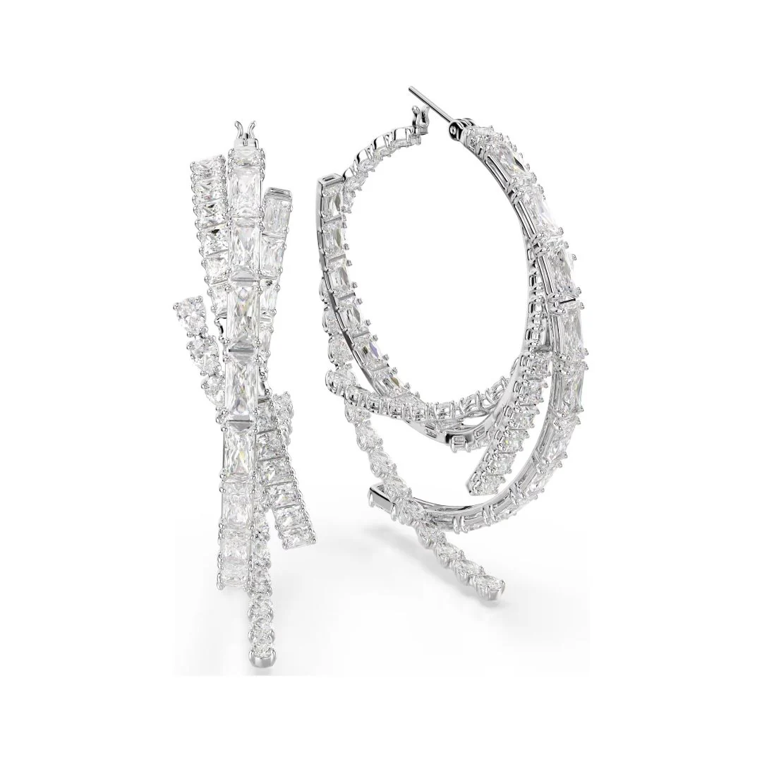 Swarovski Matrix rengaskorvakorut, vaalea metalli ja kirkkaat kristallit 5727098 - Image 4