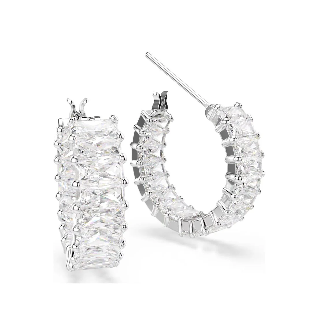 Swarovski Matrix rengaskorvakorut, vaalea metalli ja kirkkaat kristallit 5733397 - Image 3