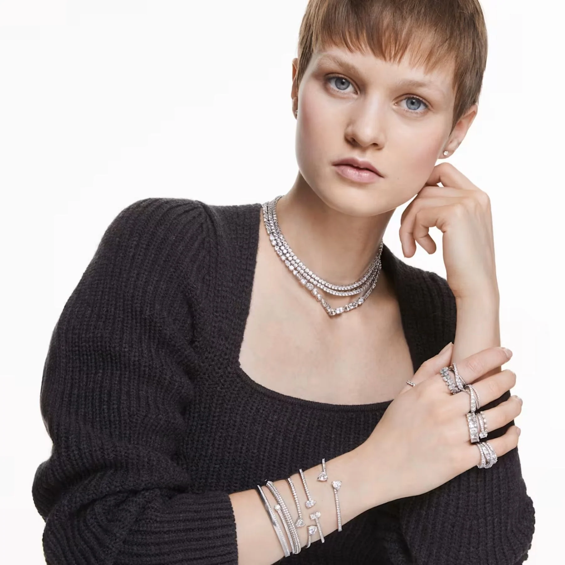 Swarovski Mesmera rannerengas, vaalea metalli ja kirkkaat kristallit - Image 3