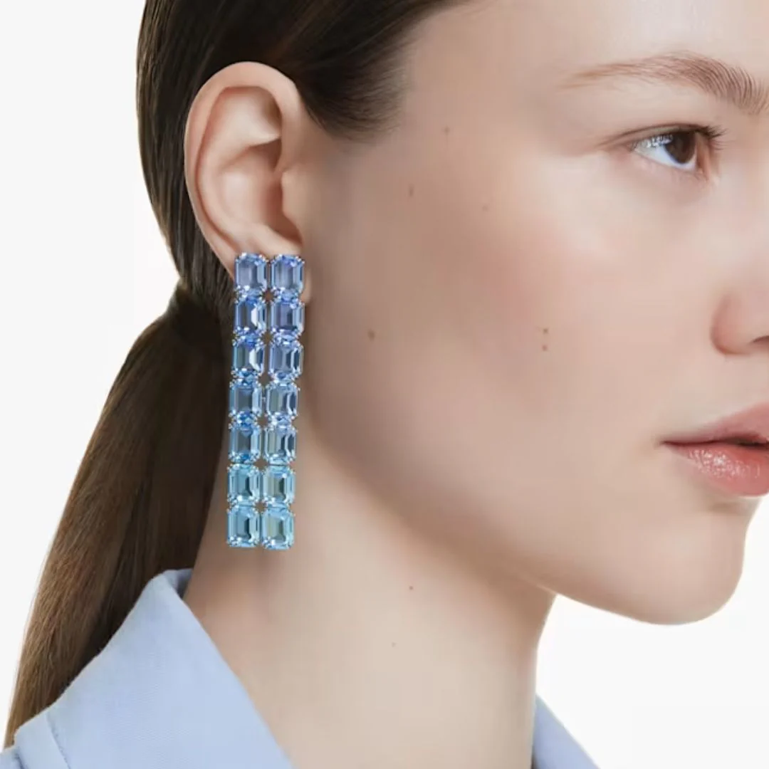 Swarovski Millenia Clip korvakorut, vaalea metalli ja siniset kristallit 5696517 - Image 2