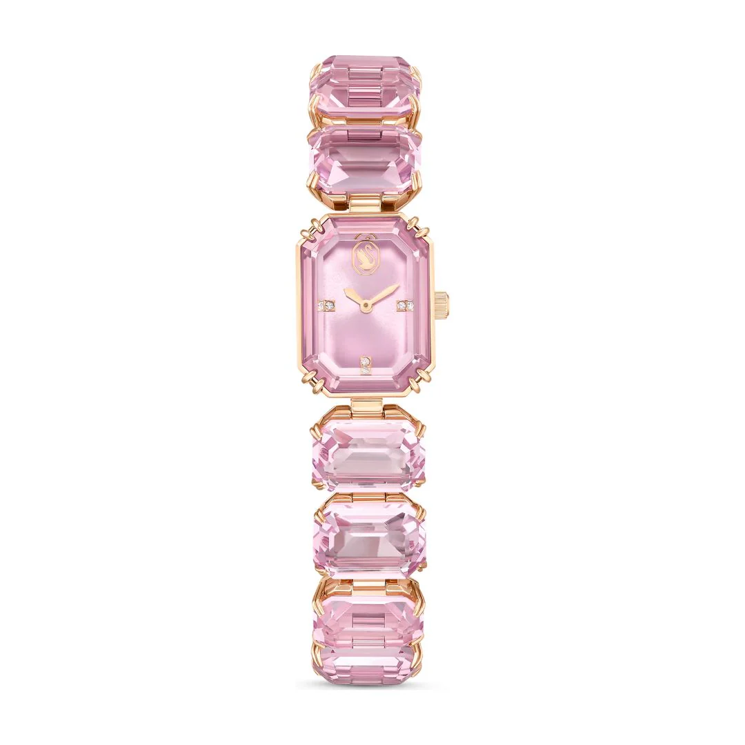 Swarovski Millenia octagon rannekello, ruusukullanvärinen ja vaaleanpunaiset kristallit, 5729843
