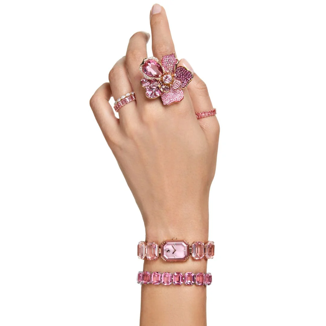 Swarovski Millenia octagon rannekello, ruusukullanvärinen ja vaaleanpunaiset kristallit, 5729843 - Image 3