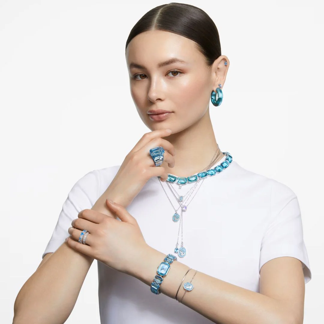 Swarovski Millenia octagon rannekello, vaalea metalli ja siniset kristallit, 5729722 - Image 2