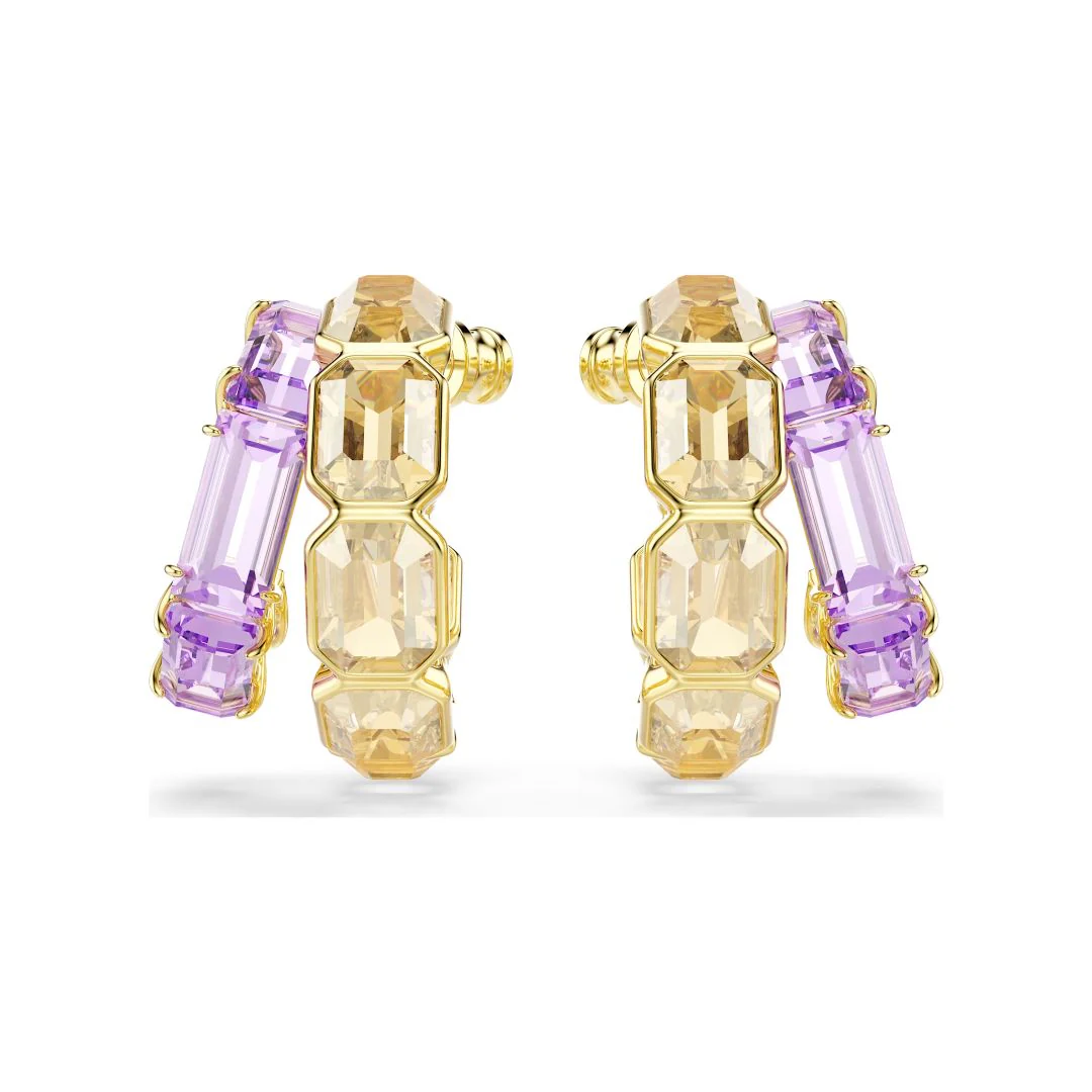 Swarovski Millenia rengaskorvakorut, keltakullanväri, violetit ja ruskeat kristallit 5725757