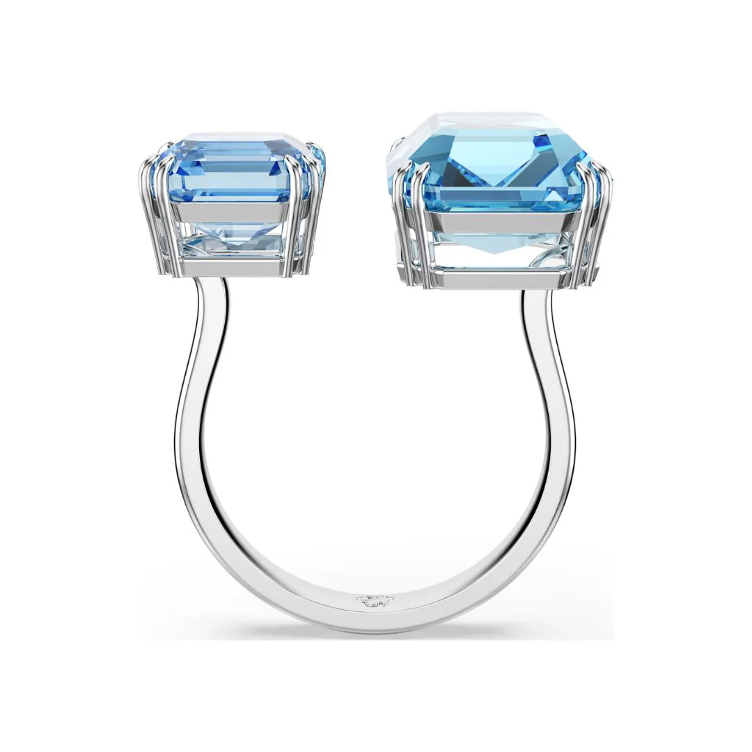 Swarovski Millenia sormus, vaalea metalli ja siniset kristallit - Image 3