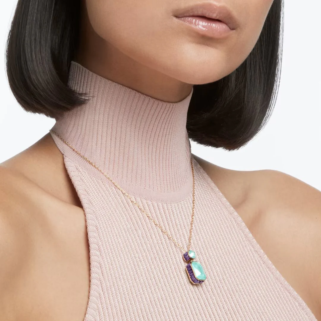 Swarovski Orbita riipus, keltakullan väri, vihreä ja sininen kristalli - Image 2