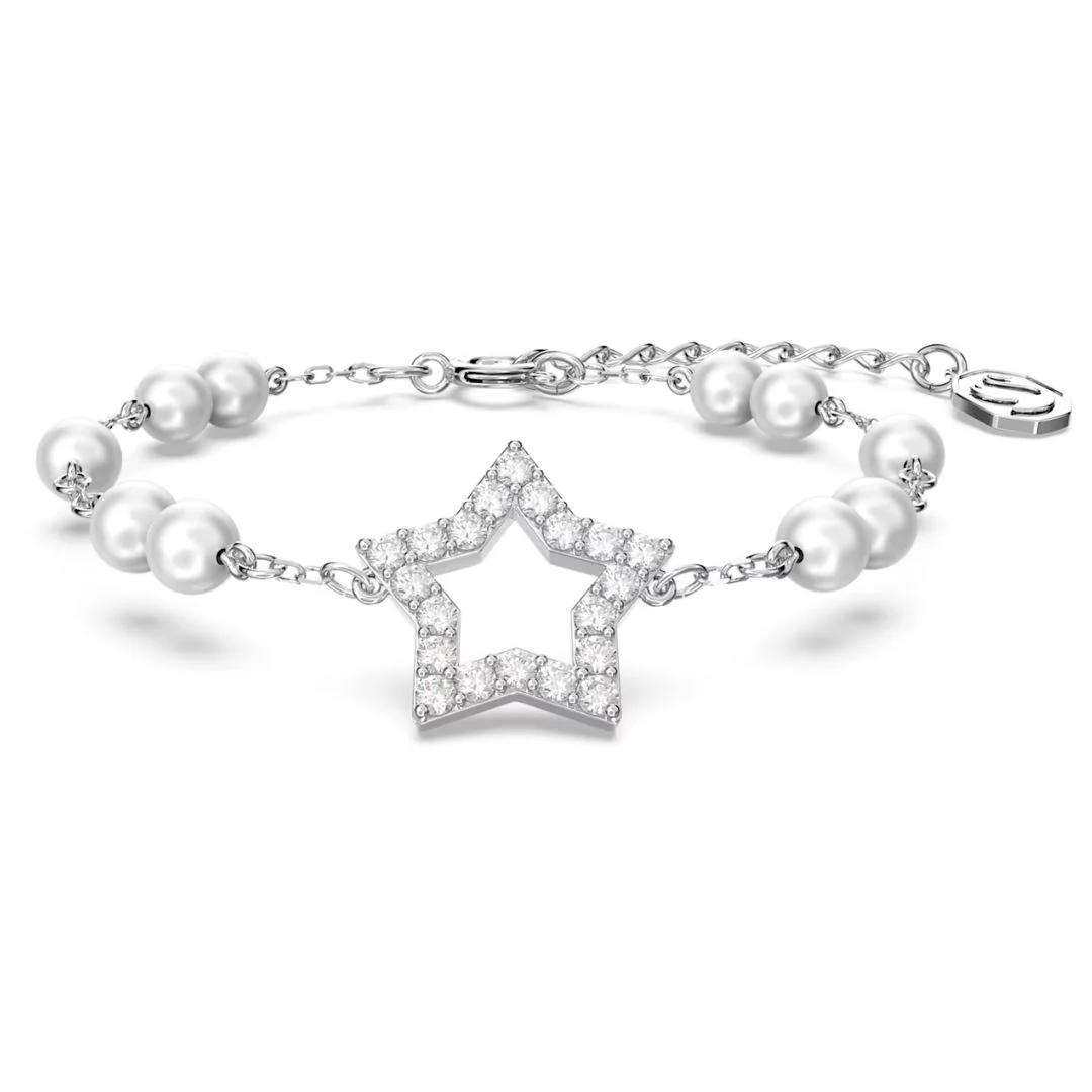 Swarovski Stella vaalea kristallirannekoru helmillä