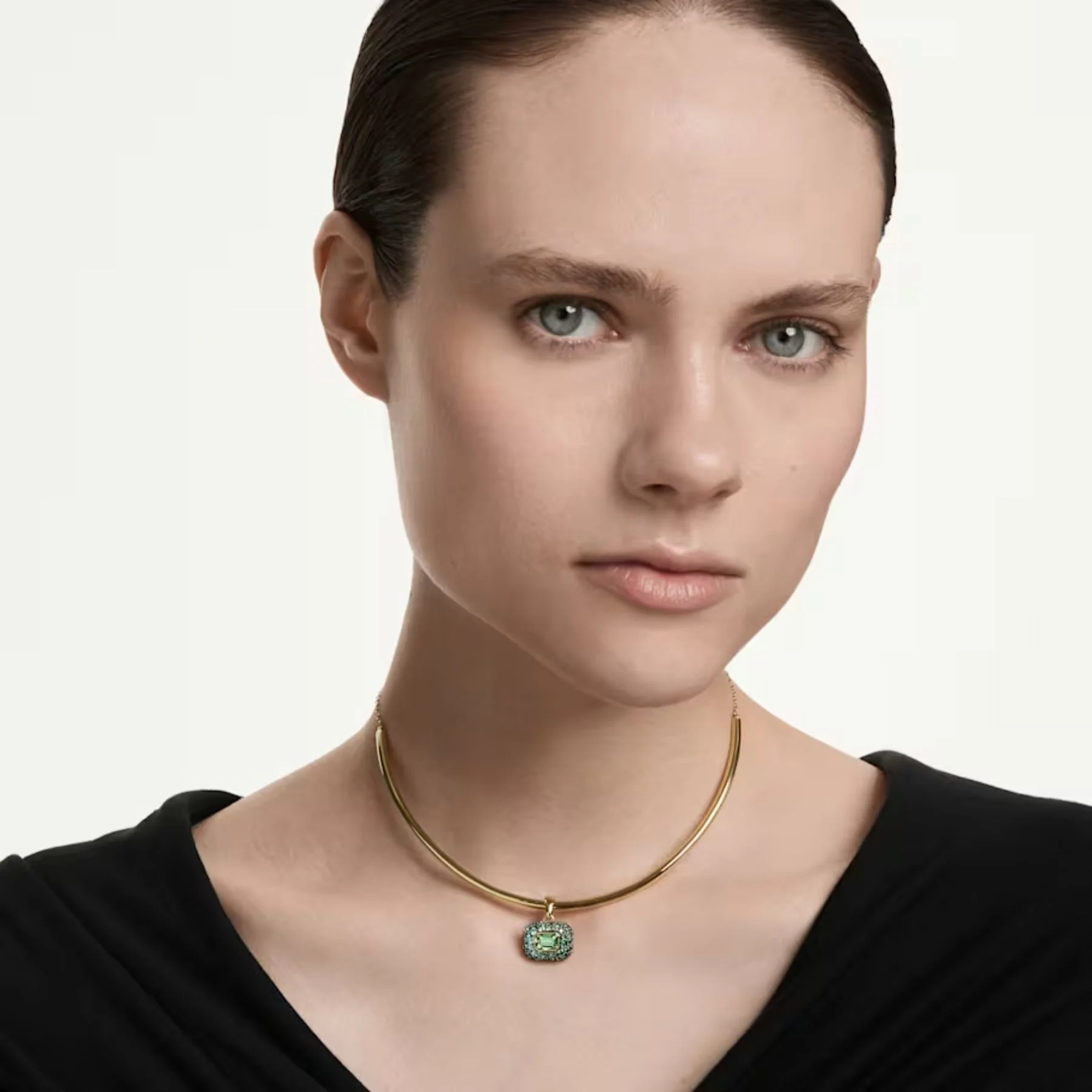 Swarovski Sublima choker kaulakoru, keltakullattu ja vihreät zirkonit, 5760763 - Image 5