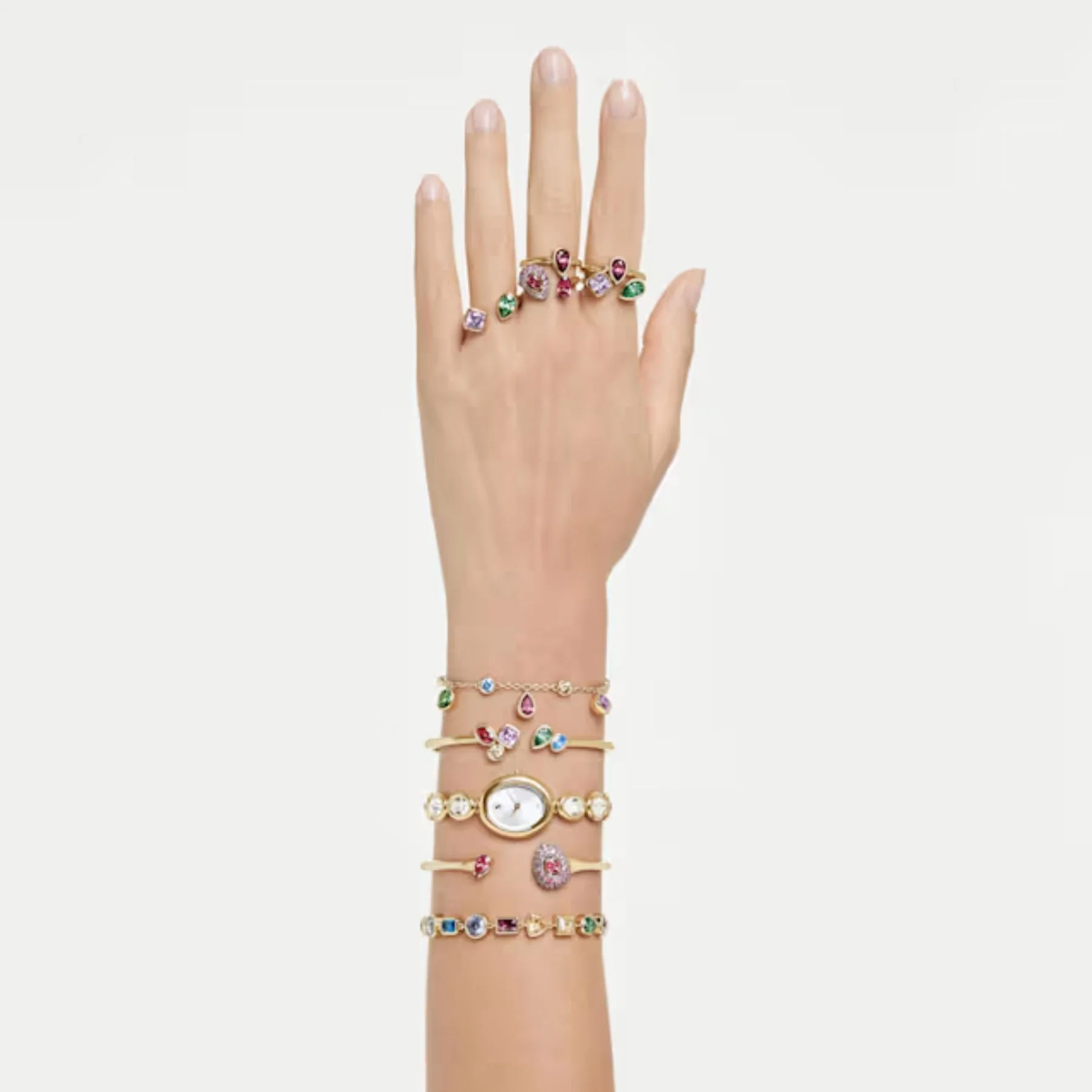 Swarovski Sublima cocktailsormus, keltakullattu ja punaiset zirkonit, 5752897 - Image 6