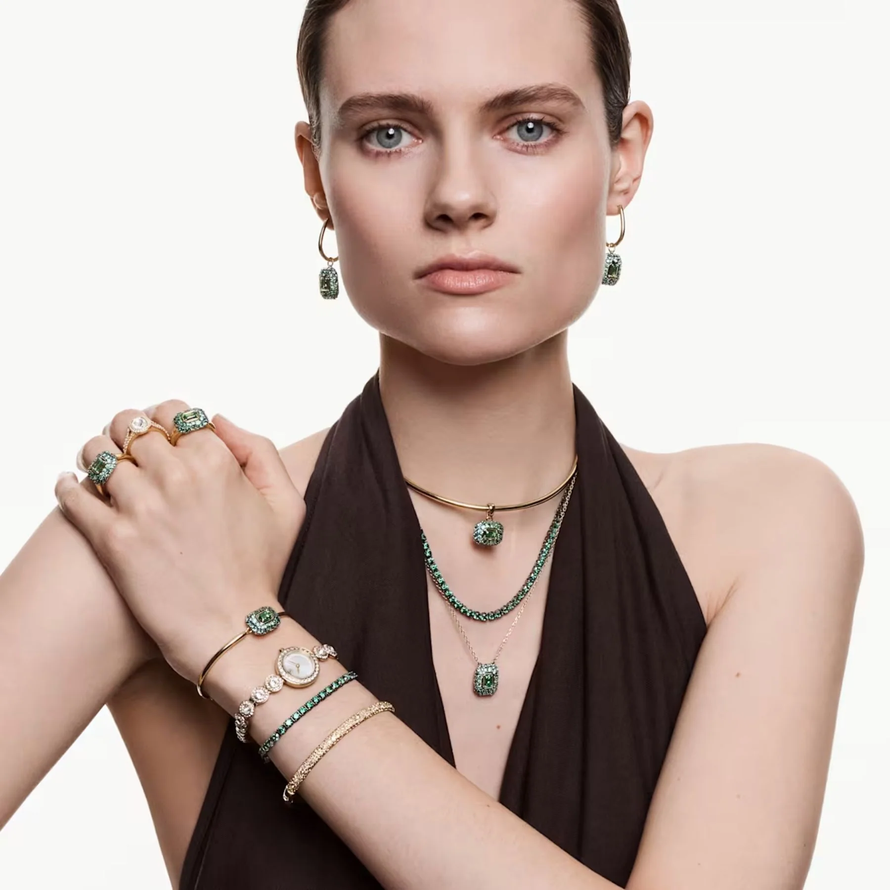 Swarovski Sublima kaulakoru, keltakullattu ja vihreät zirkonit, 5752884 - Image 6