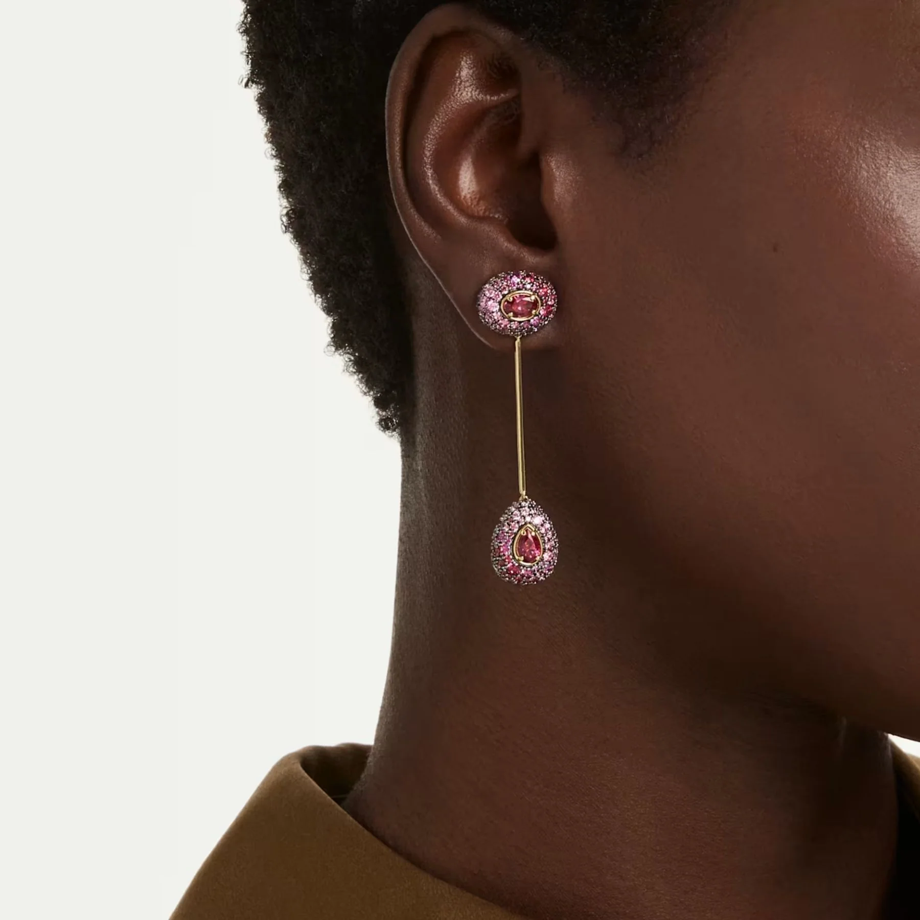 Swarovski Sublima korvakorut, keltakullattu ja punaiset zirkonit, 5752891 - Image 2