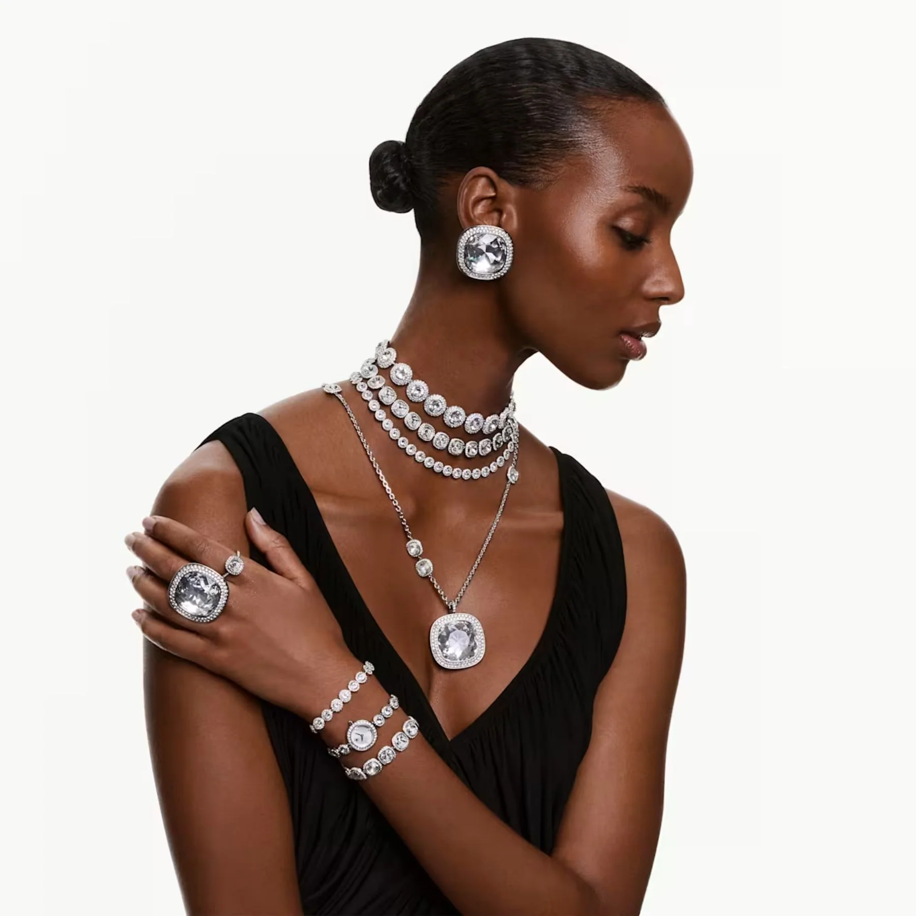 Swarovski Una Angelic klipsikorvakorut, tumma metalli ja kirkkaat kristallit, 5751325 - Image 6