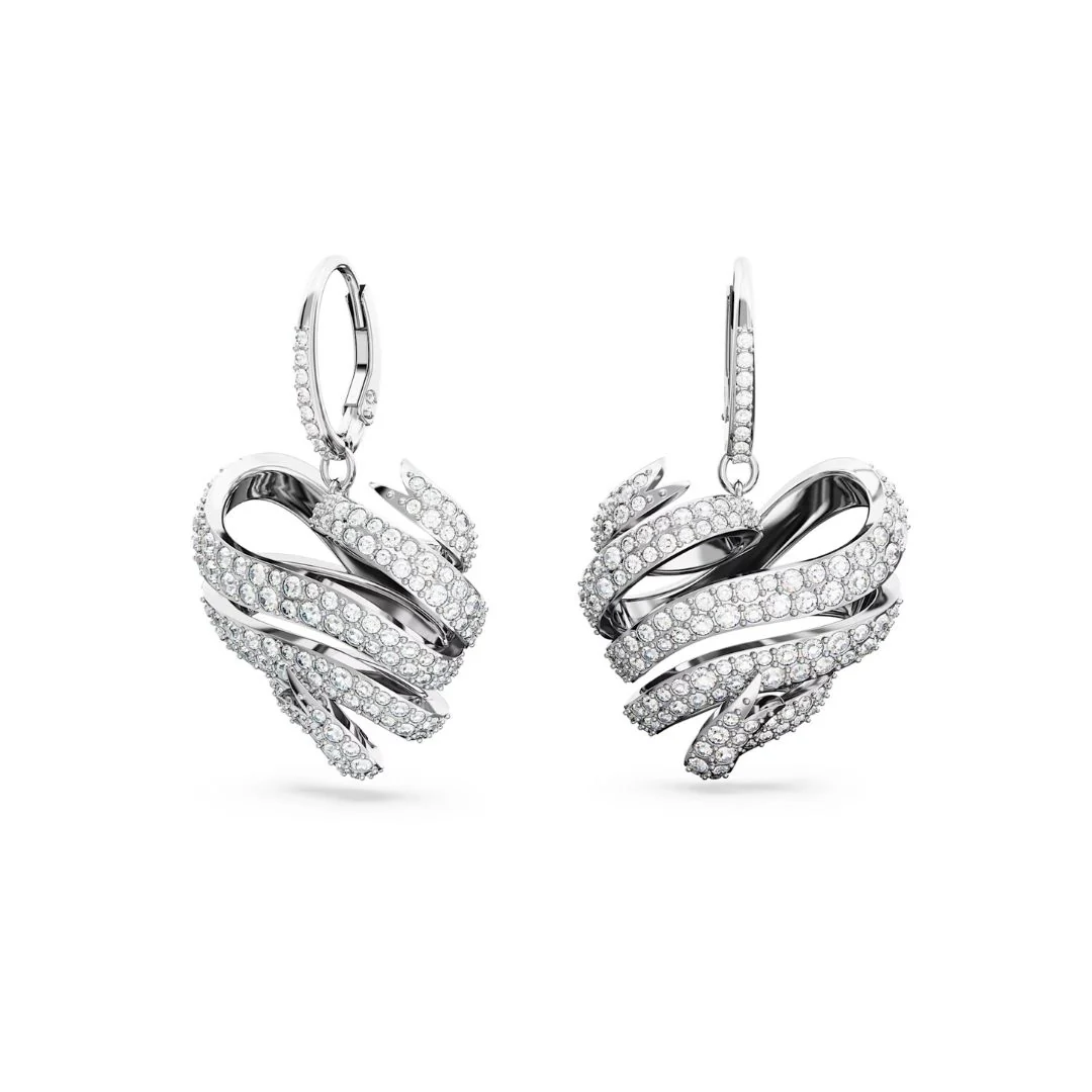 Swarovski Volta sydänkorvakorut, vaalea metalli ja kirkkaat kristallit