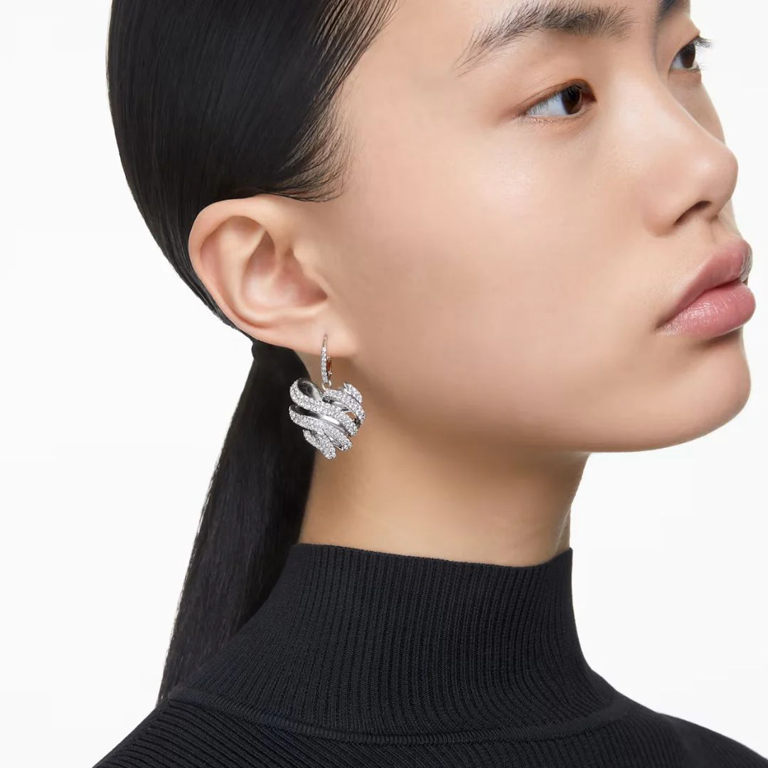 Swarovski Volta sydänkorvakorut, vaalea metalli ja kirkkaat kristallit - Image 2