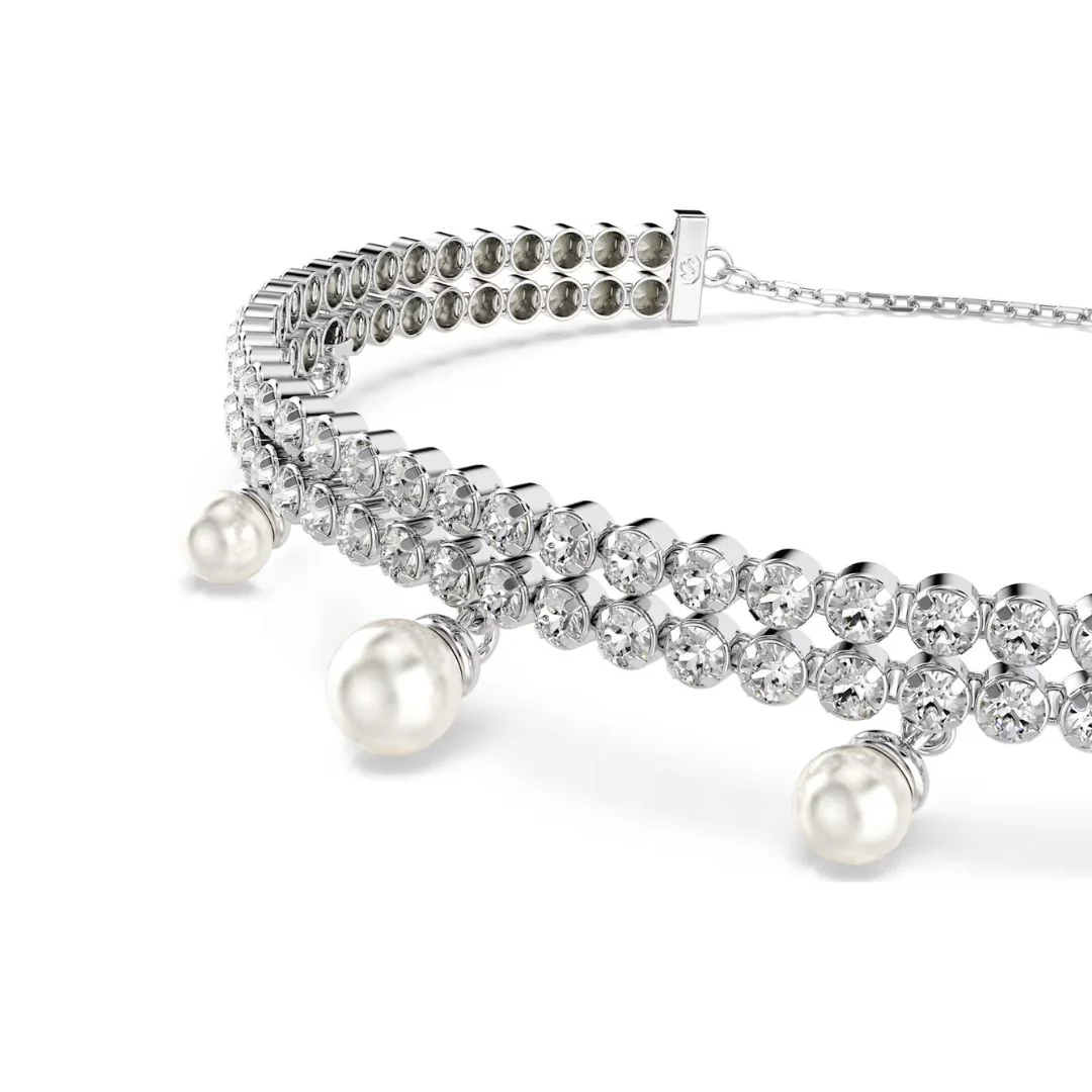 Swarovski x Ariana Grande rannekoru, vaalea metalli, kirkkaat kristallit ja valkoiset helmet 5720870 - Image 2