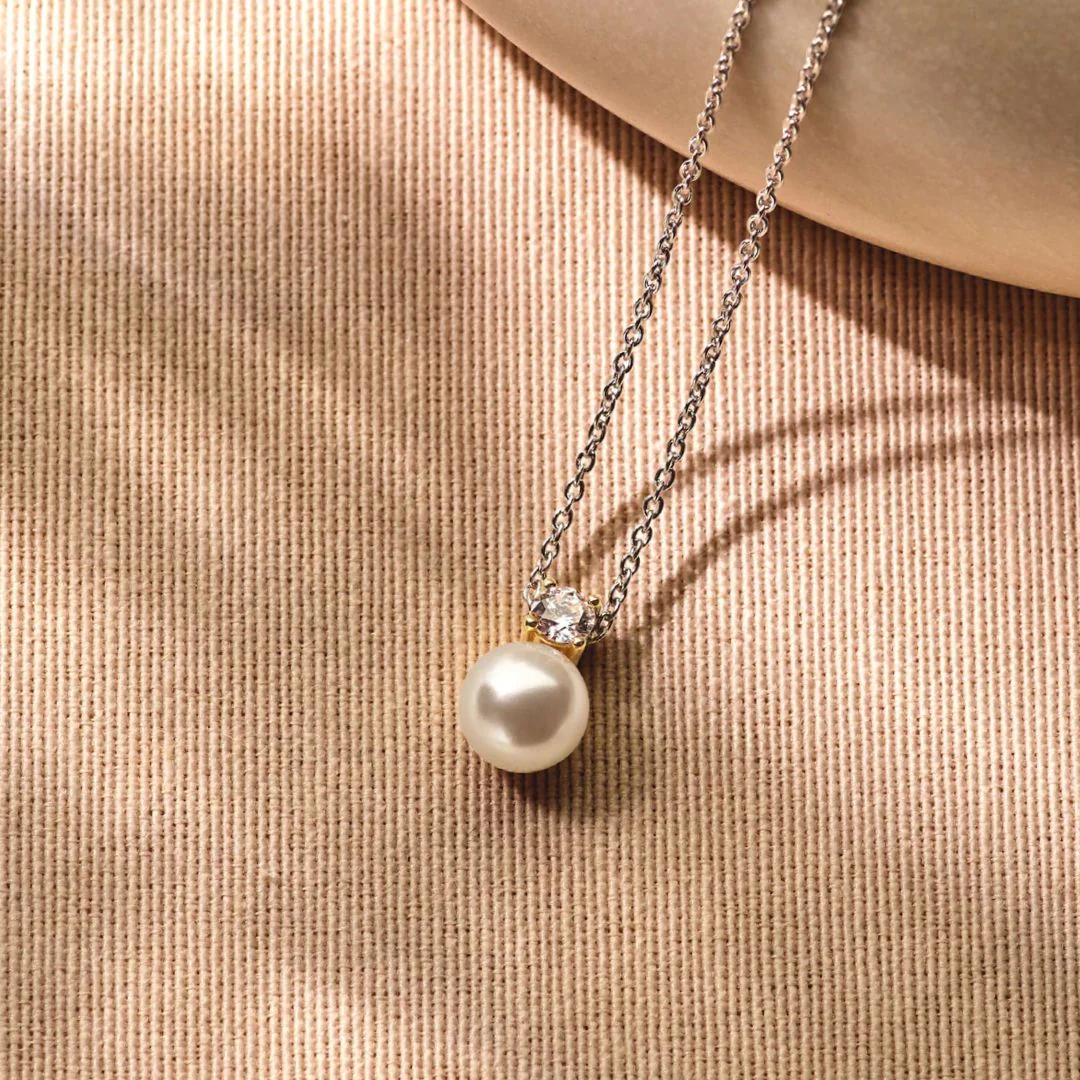 TI SENTO Classic kaulakoru, keltakullattua hopeaa, zirkoni ja valkoinen helmi, 34125YP/42 - Image 4