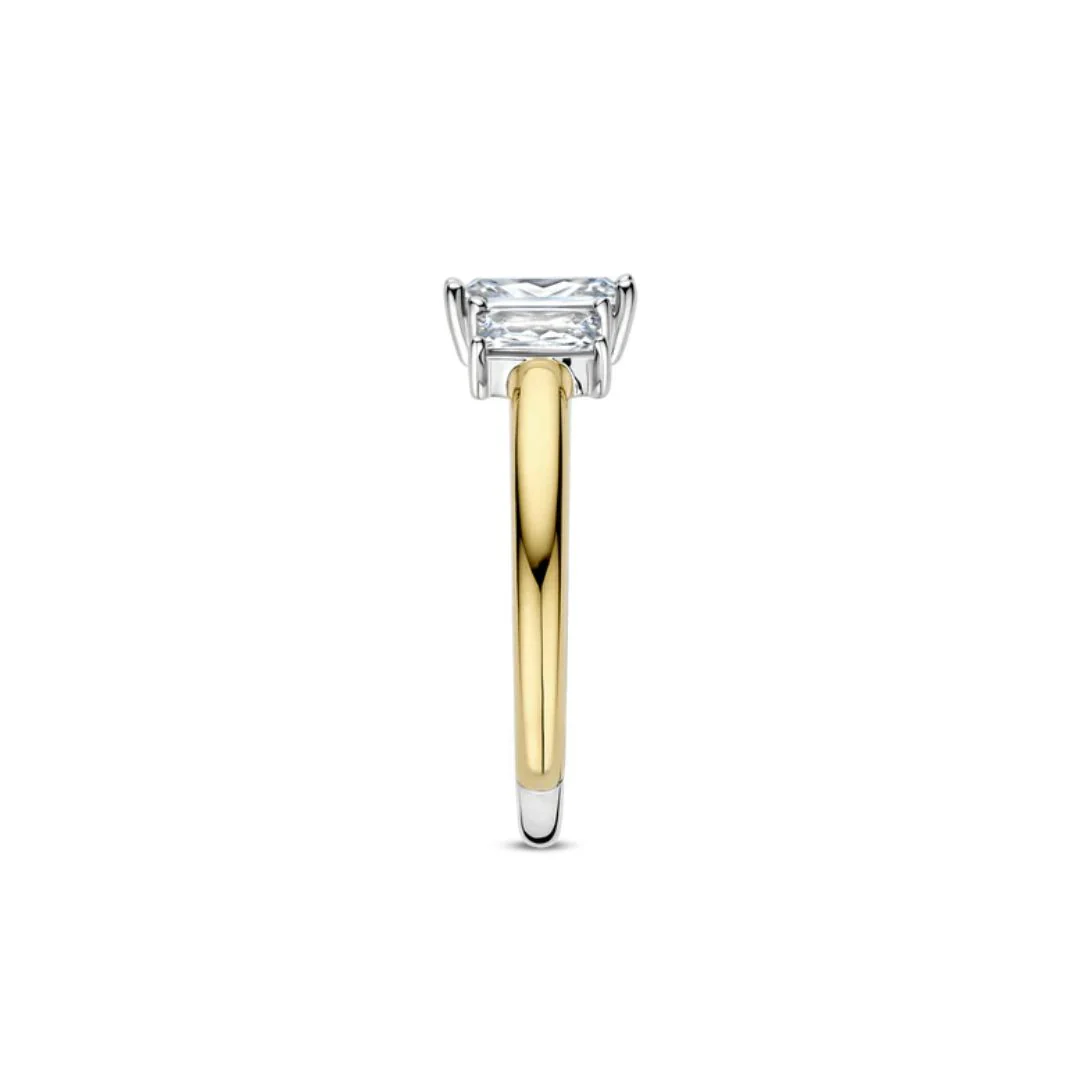 TI SENTO Rectangular Triple sormus, keltakullattua hopeaa ja zirkonit, 12419ZY - Image 6