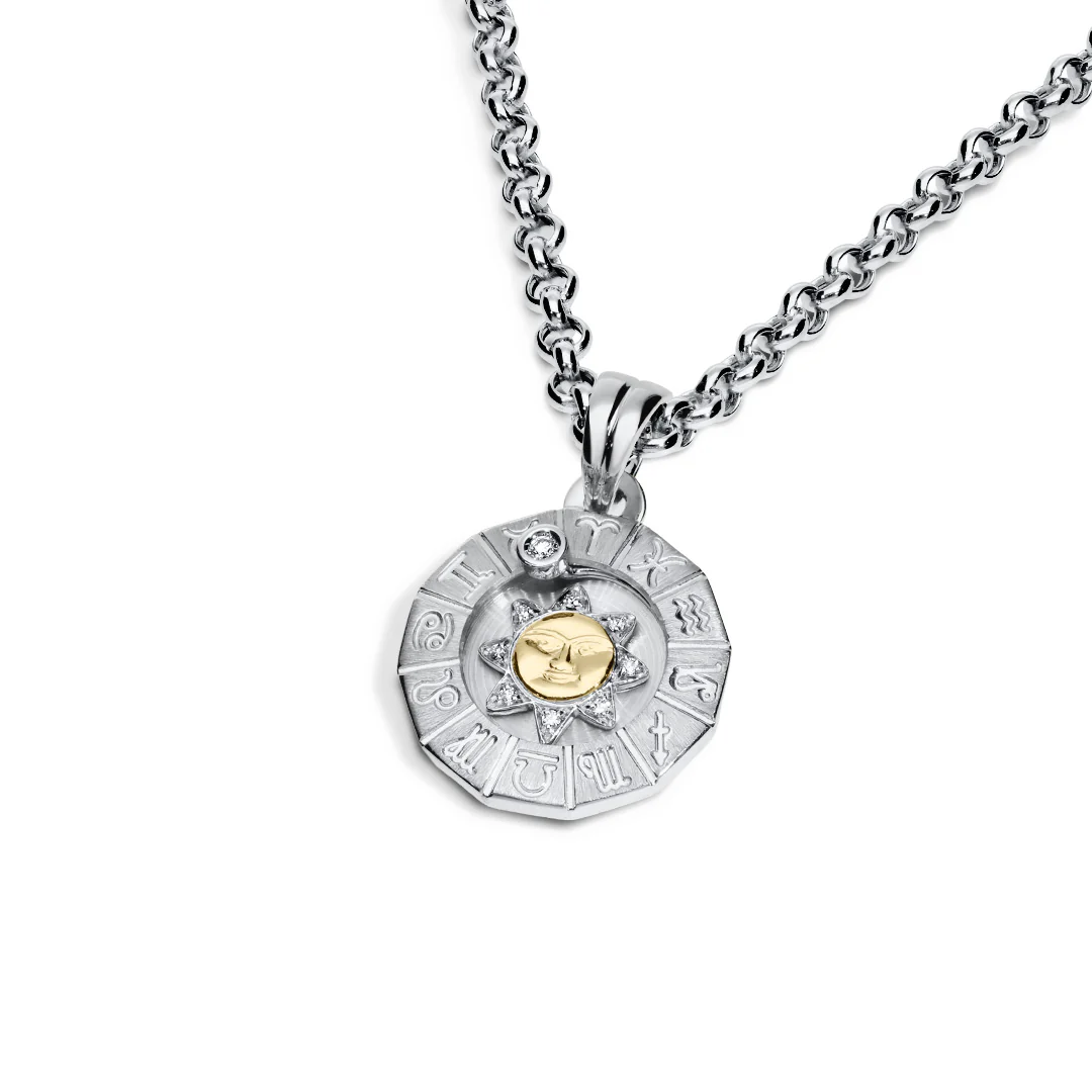 Timanttiriipus, aurinko-horoskooppi 0,07ct, pieni, valkokulta - Image 2