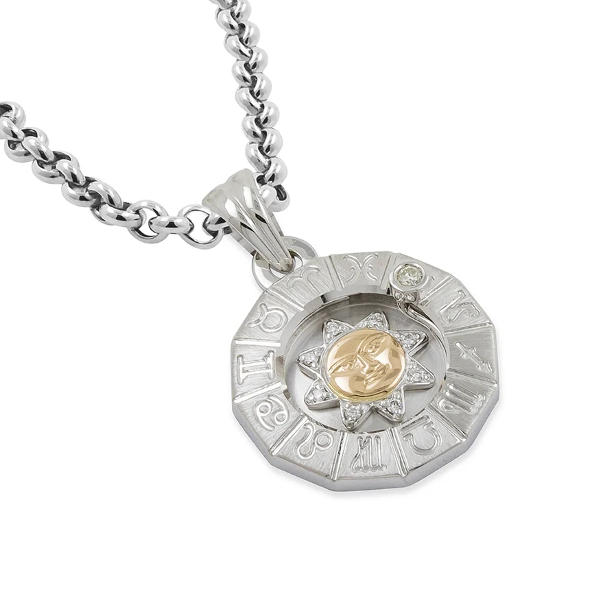 Timanttiriipus, aurinko-horoskooppi 0,07ct, pieni, valkokulta - Image 3