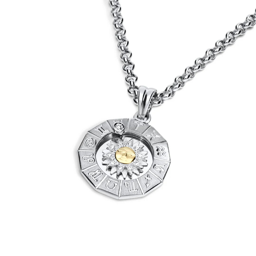 Timanttiriipus, aurinko-horoskooppi 0,14ct, iso, valkokulta - Image 2