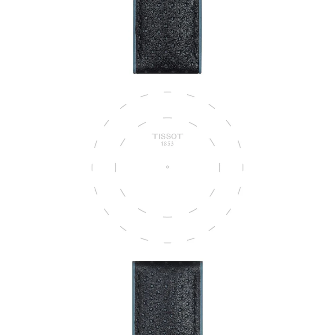 Tissot ranneke, 22 mm, musta nahka ja sininen silikoni, T852046785 - Image 2