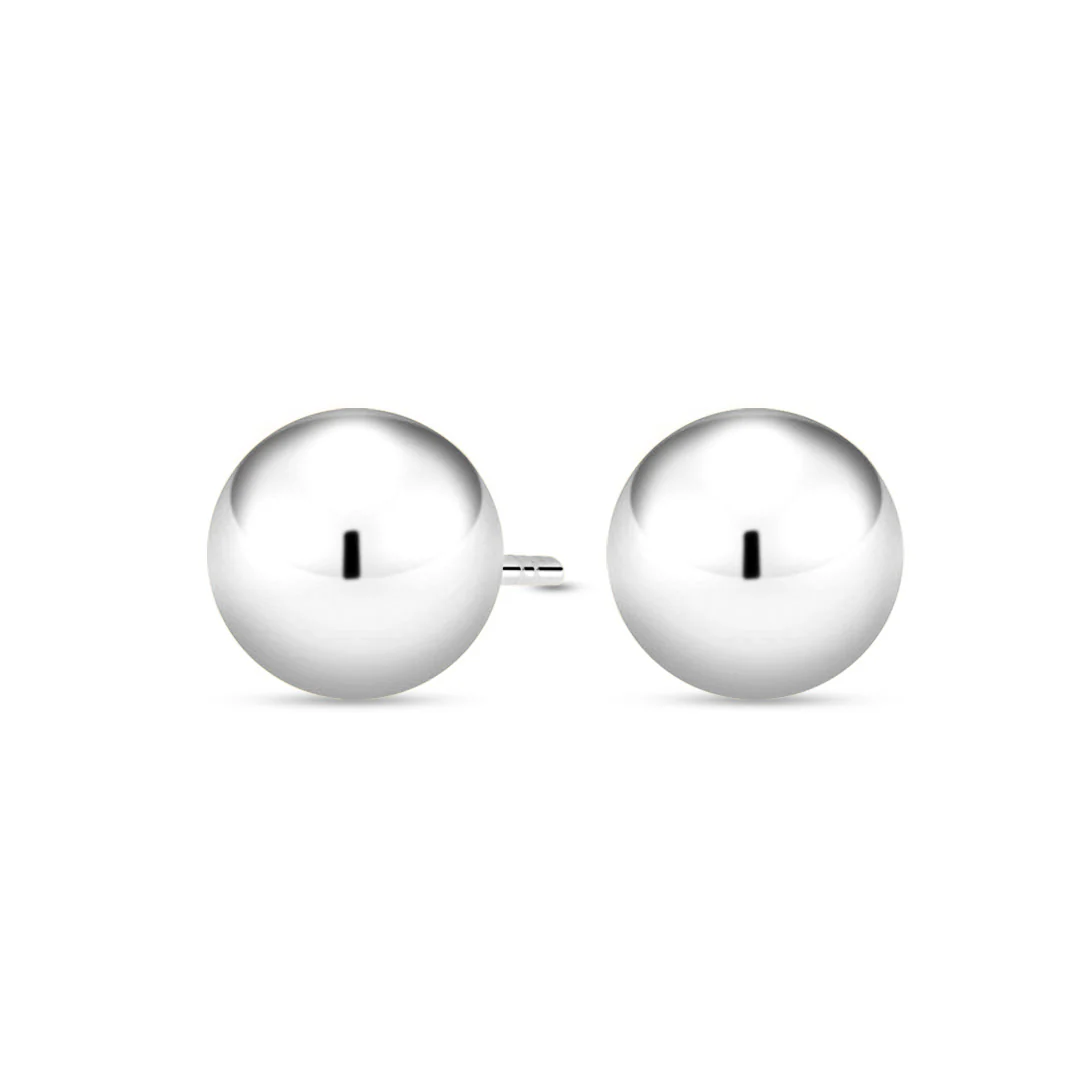 Valkokultaiset pallokorvakorut, 5mm pallo, 14K valkokulta