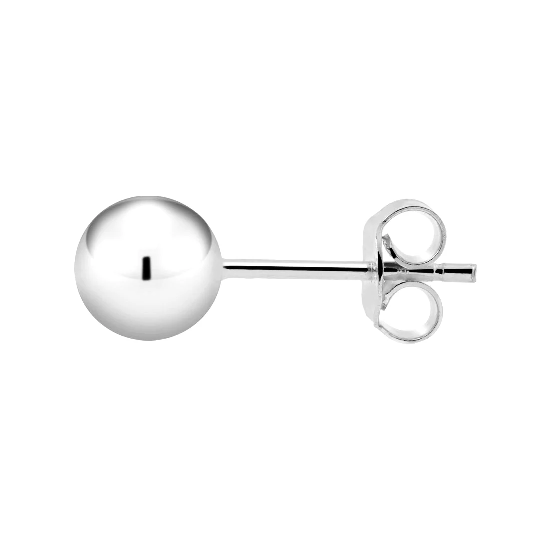 Valkokultaiset pallokorvakorut, 5mm pallo, 14K valkokulta - Image 3