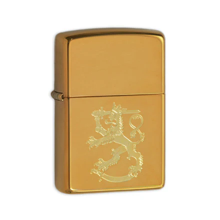 Zippo sytytin, Suomi Leijona, kiiltävä messinki